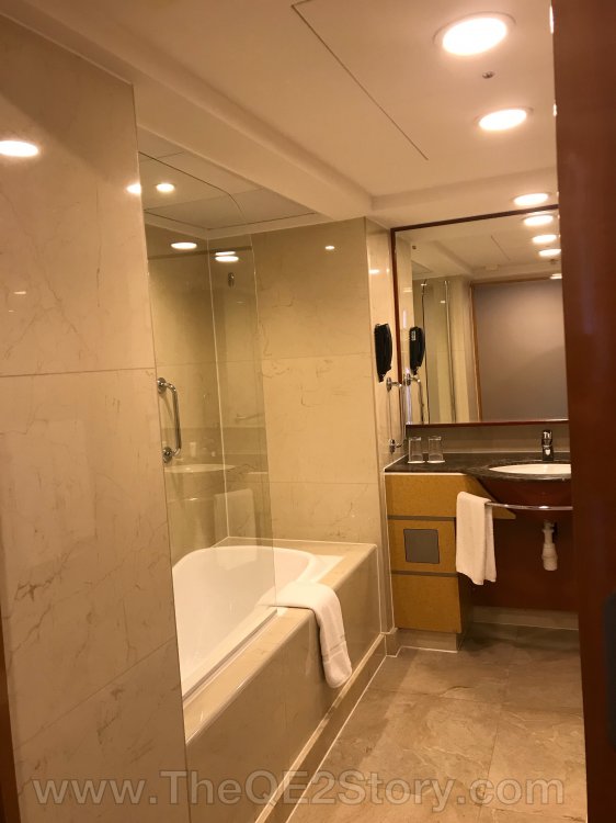 Acosta QE2 Nov 2019 Visit
Photos from my late November 2019 stay aboard QE2 A view of the bathroom, from a nearby deluxe room, on 1 Deck
